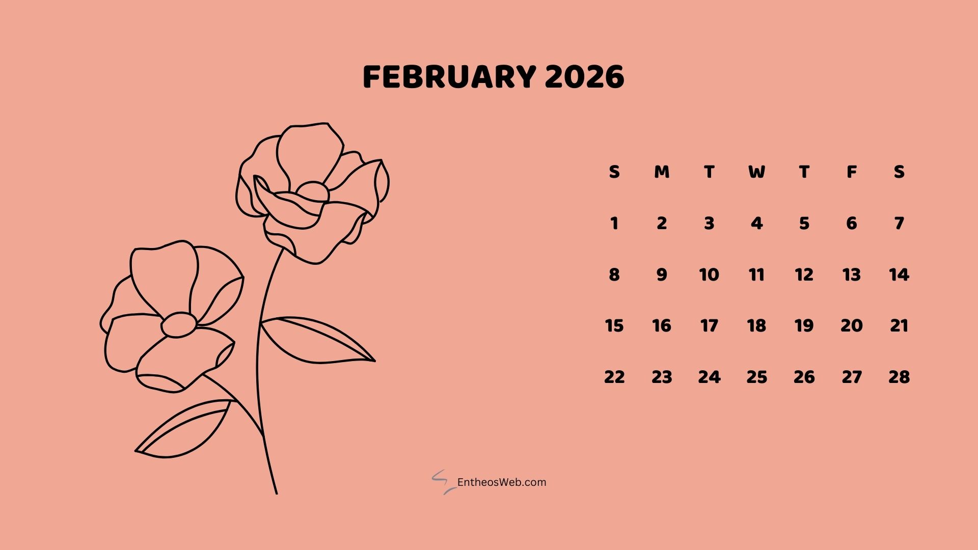 2026 Monthly Flower Themed Desktop Wallpaper Calendar