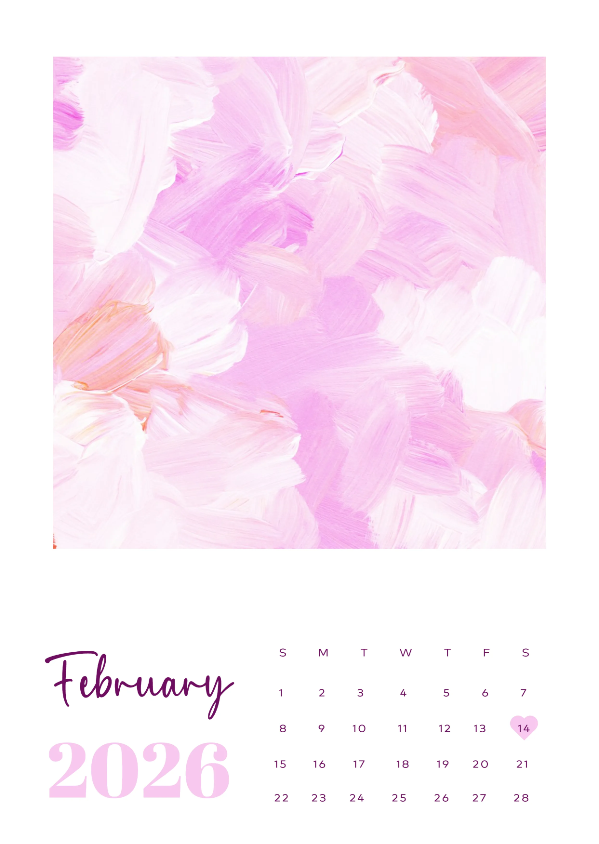 Free Pastel February 2026 Calendar to Edit Online