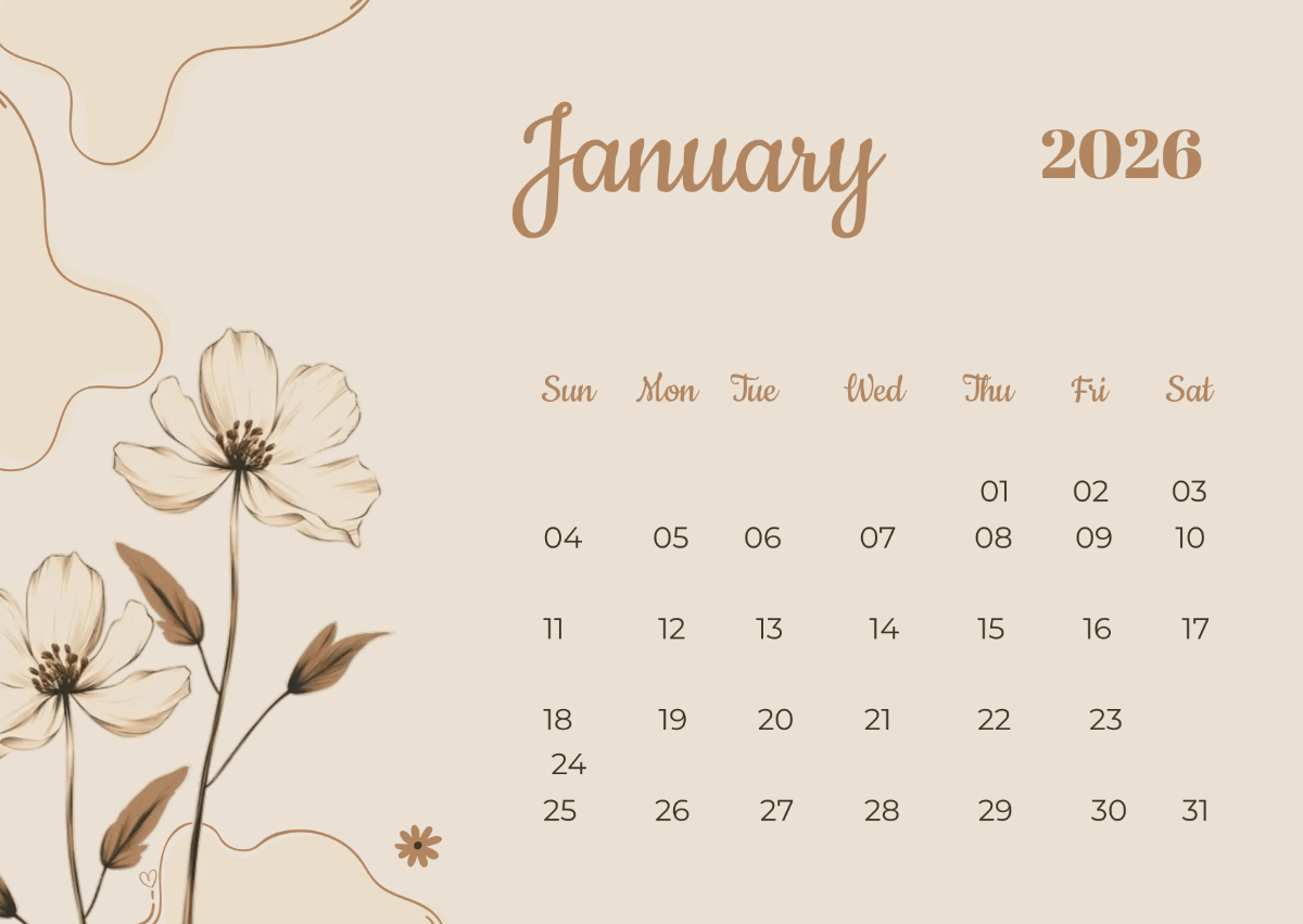 Free Aesthetic 2026 Designer Calendar to Edit Online