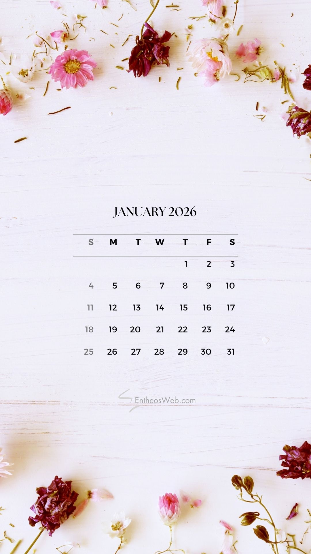 January 2026 Phone Wallpaper Calendars