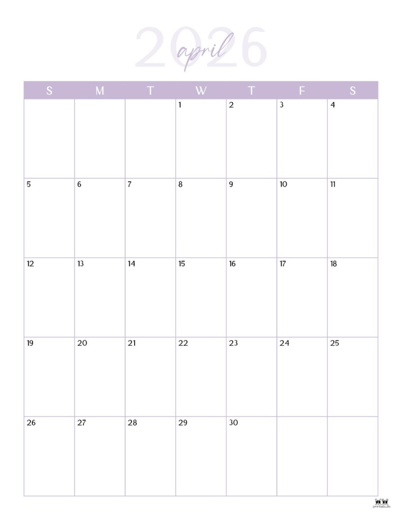 April 2026 Calendars FREE Printables