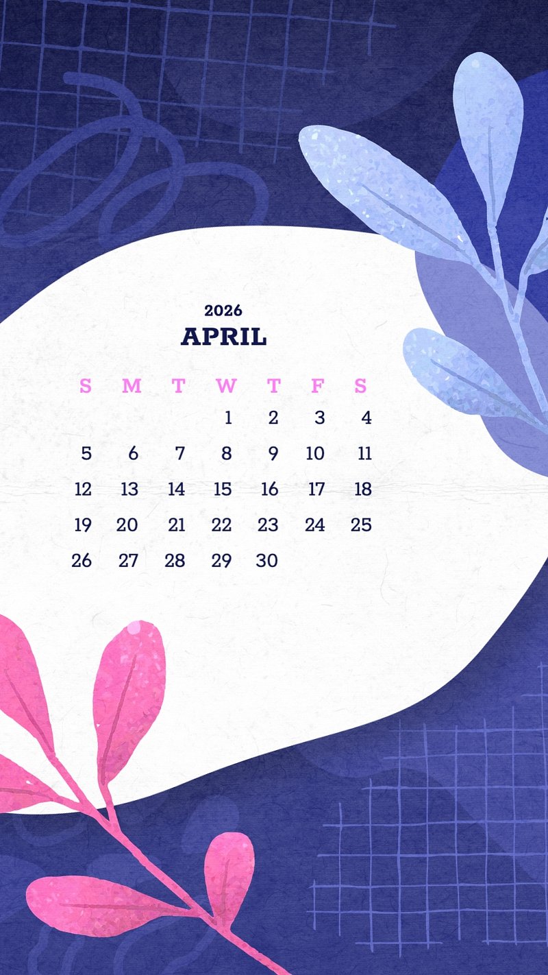 April 2025 calendar mobile wallpaper. Free Vector