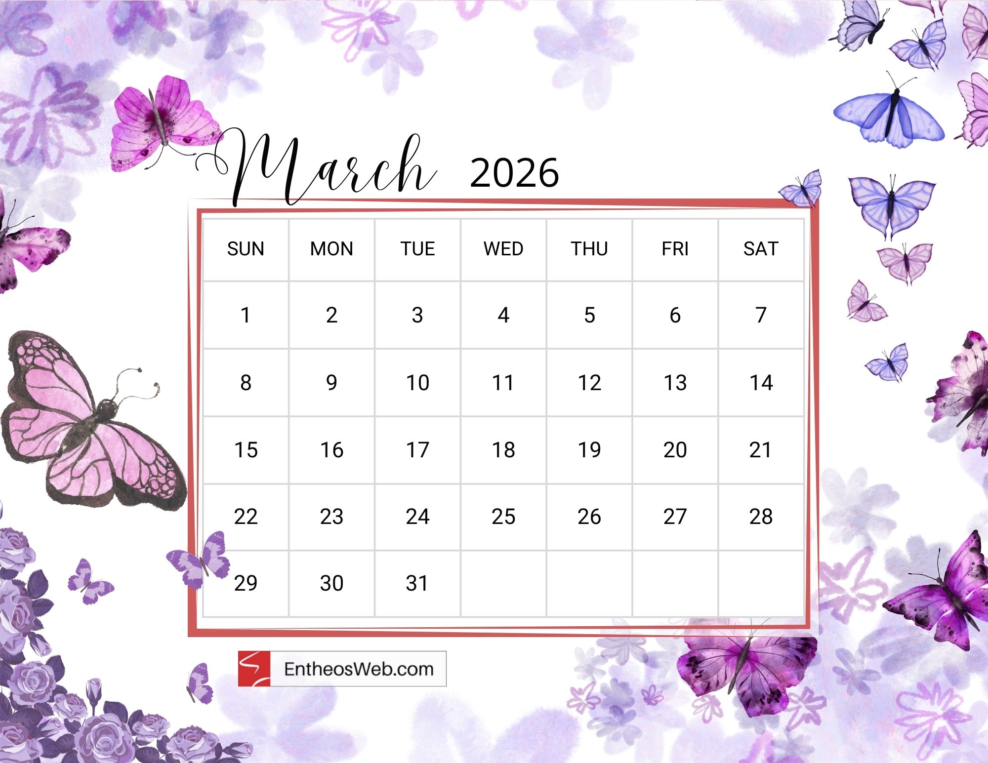 March 2026 Printable Calendars