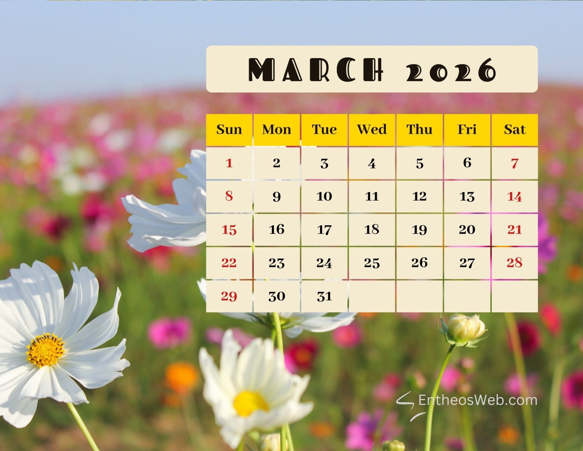 March 2026 Printable Calendars