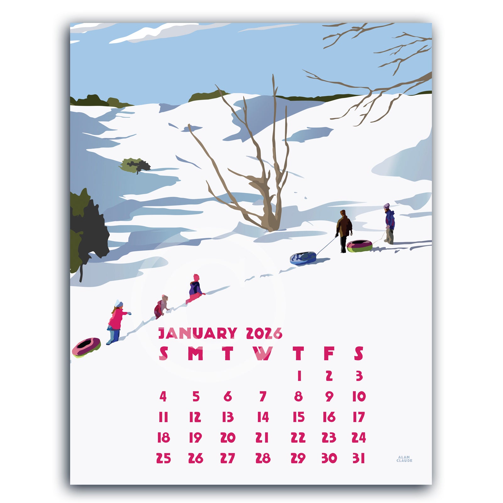 2026 Desk Calendar Retro Vintage Style Art by Alan Claude Graphic Arti Claude Gallery