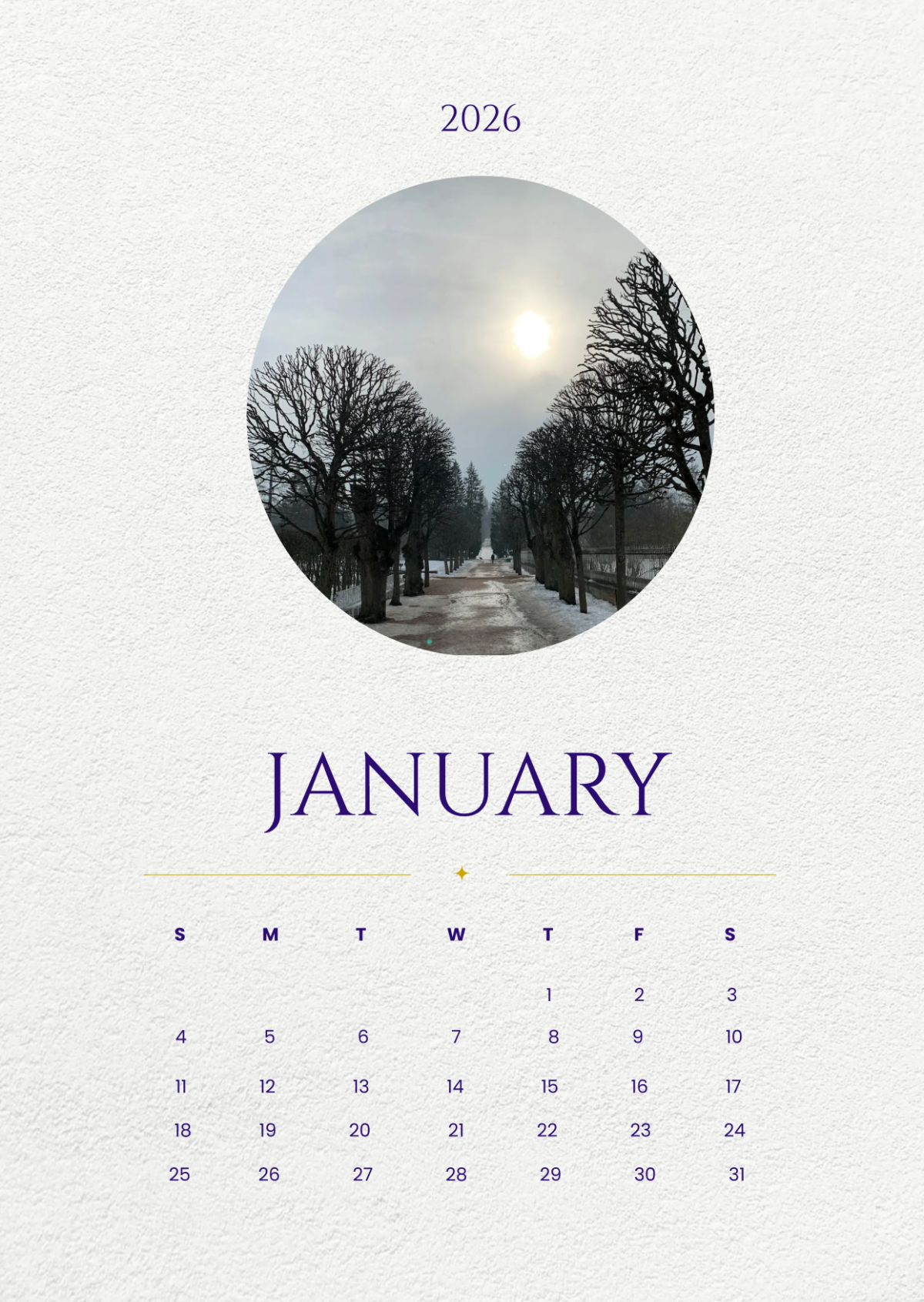Free Elegant January 2026 Calendar to Edit Online