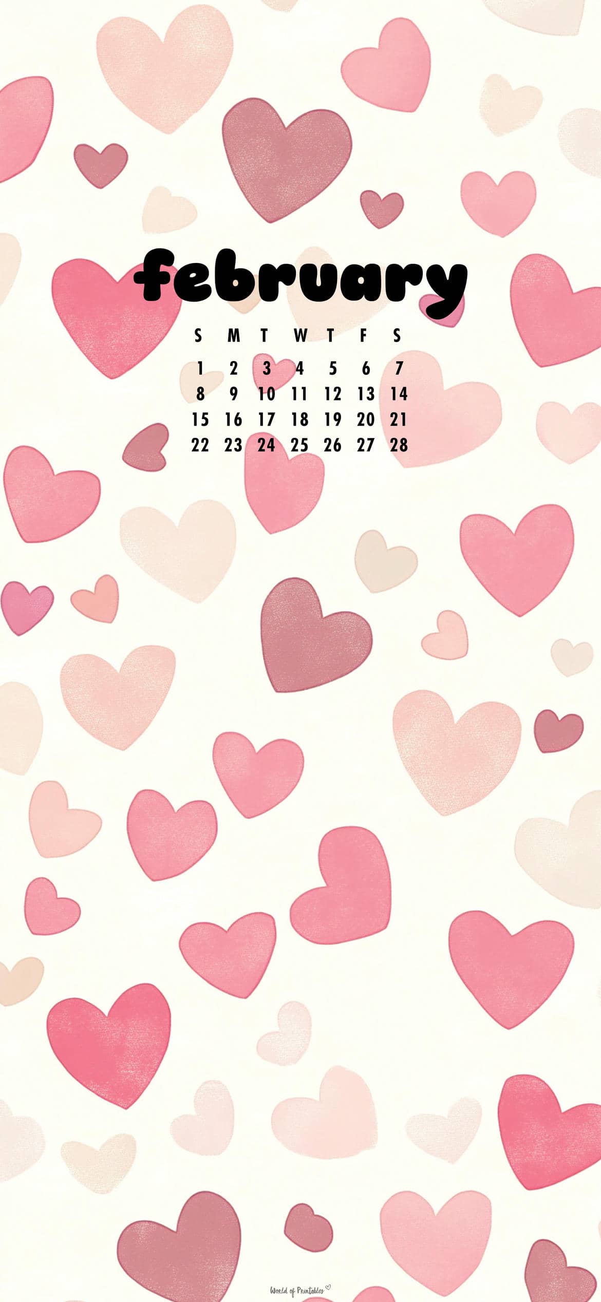Free February 2026 calendar wallpaper for phone and desktop