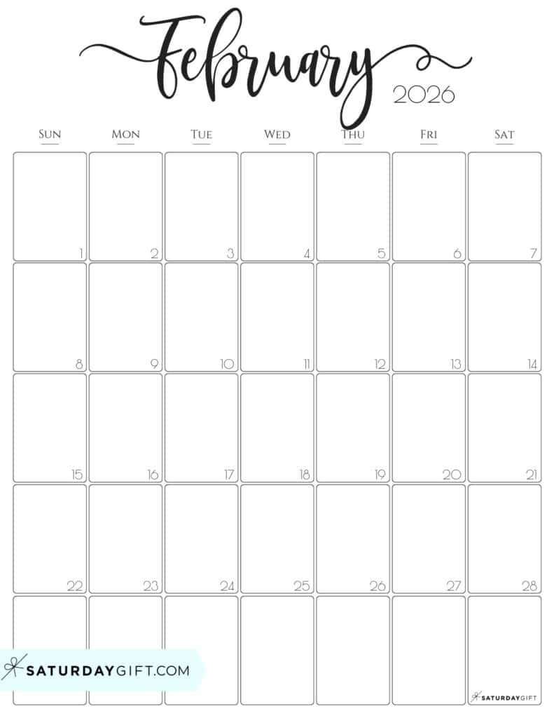Aesthetic Printable Vertical Calendar 2026