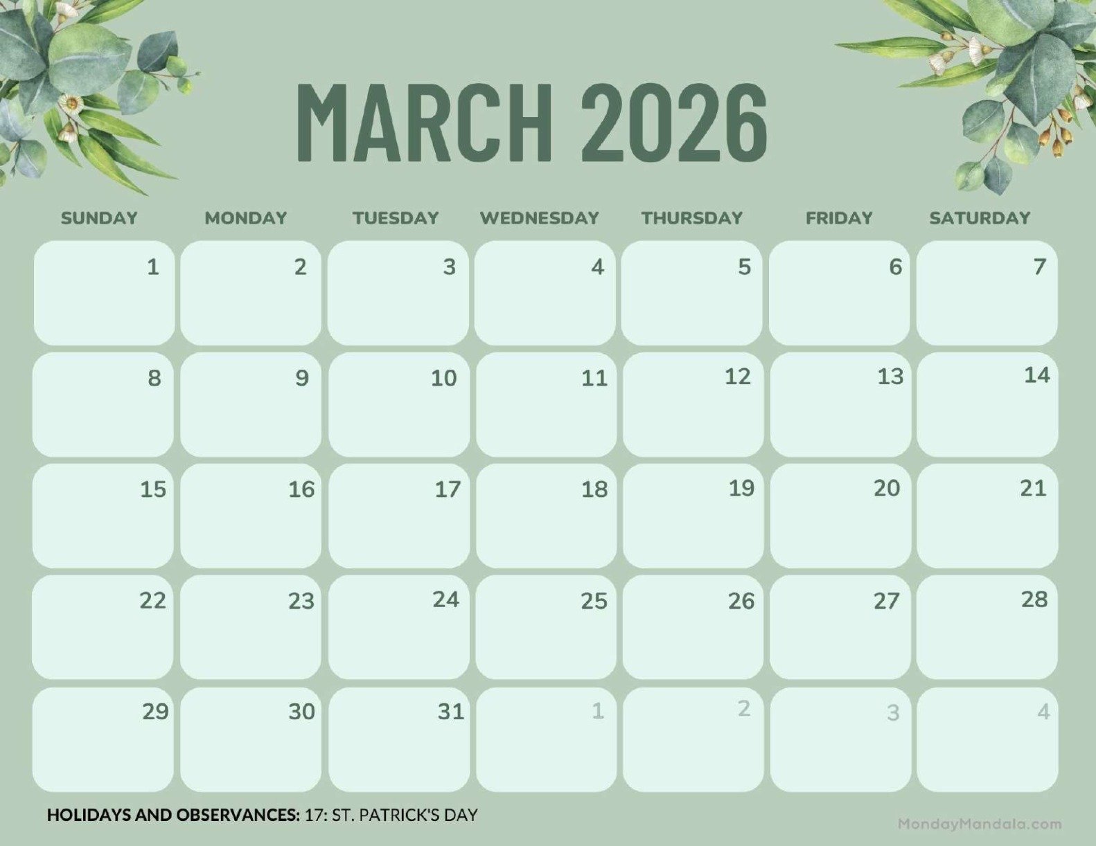 March 2026 Wallpaper Calendar