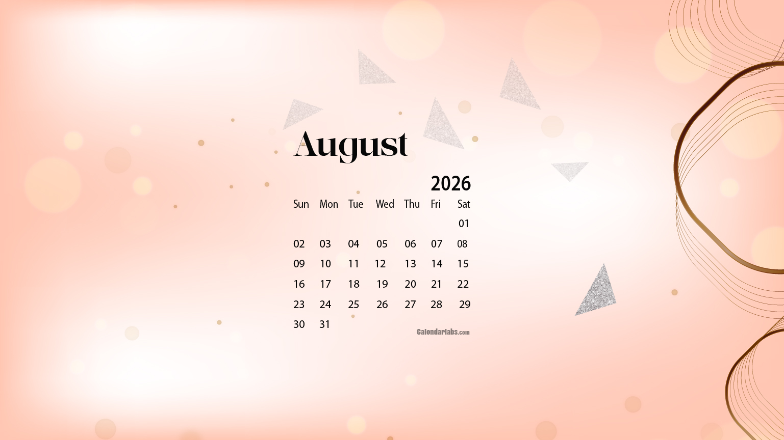 August 2026 Desktop Wallpaper Calendar