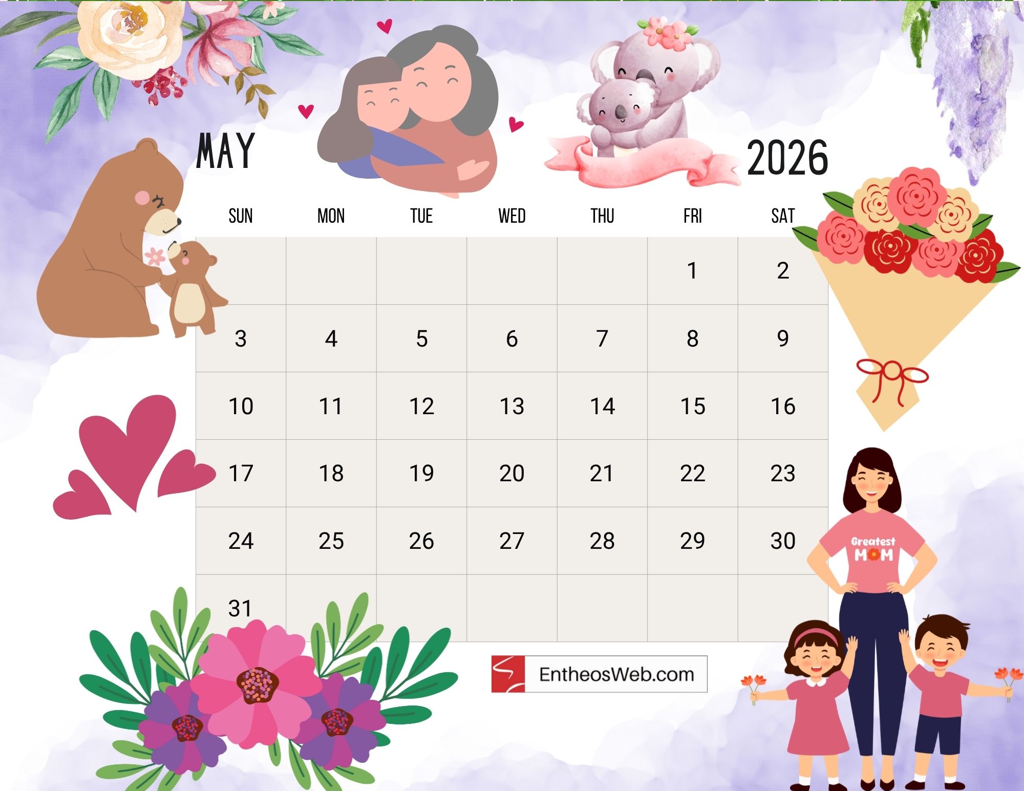 2026 Thematic Printable Calendar