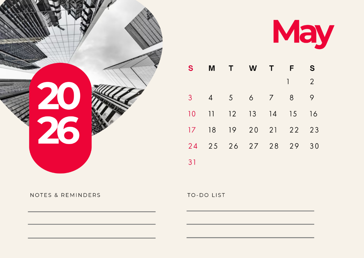 Free May 2026 Calendar for Planners to Edit Online