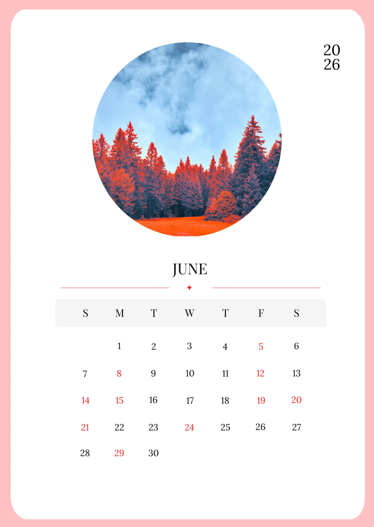 Free Abstract June 2026 Calendar to Edit Online