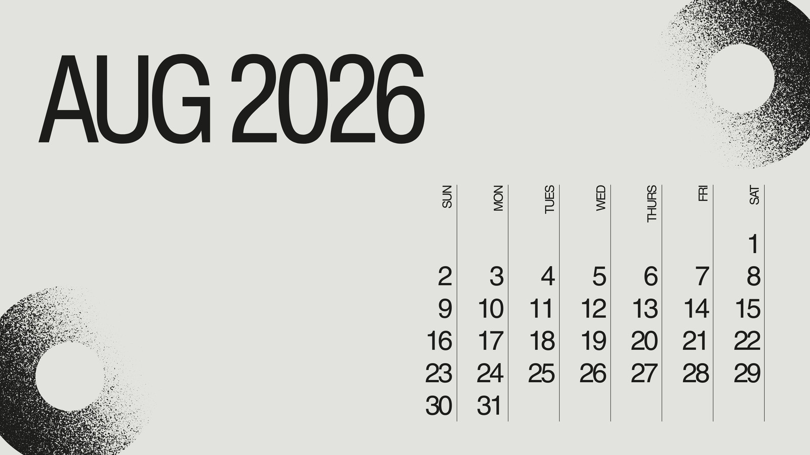 printable August 2026 calendar