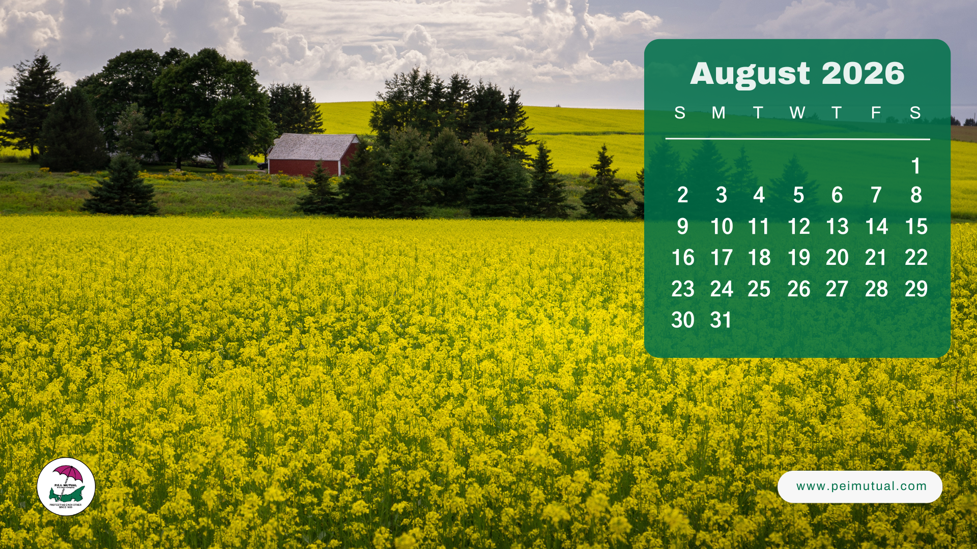 Calendar this year's calendar & PEI desktop wallpaper