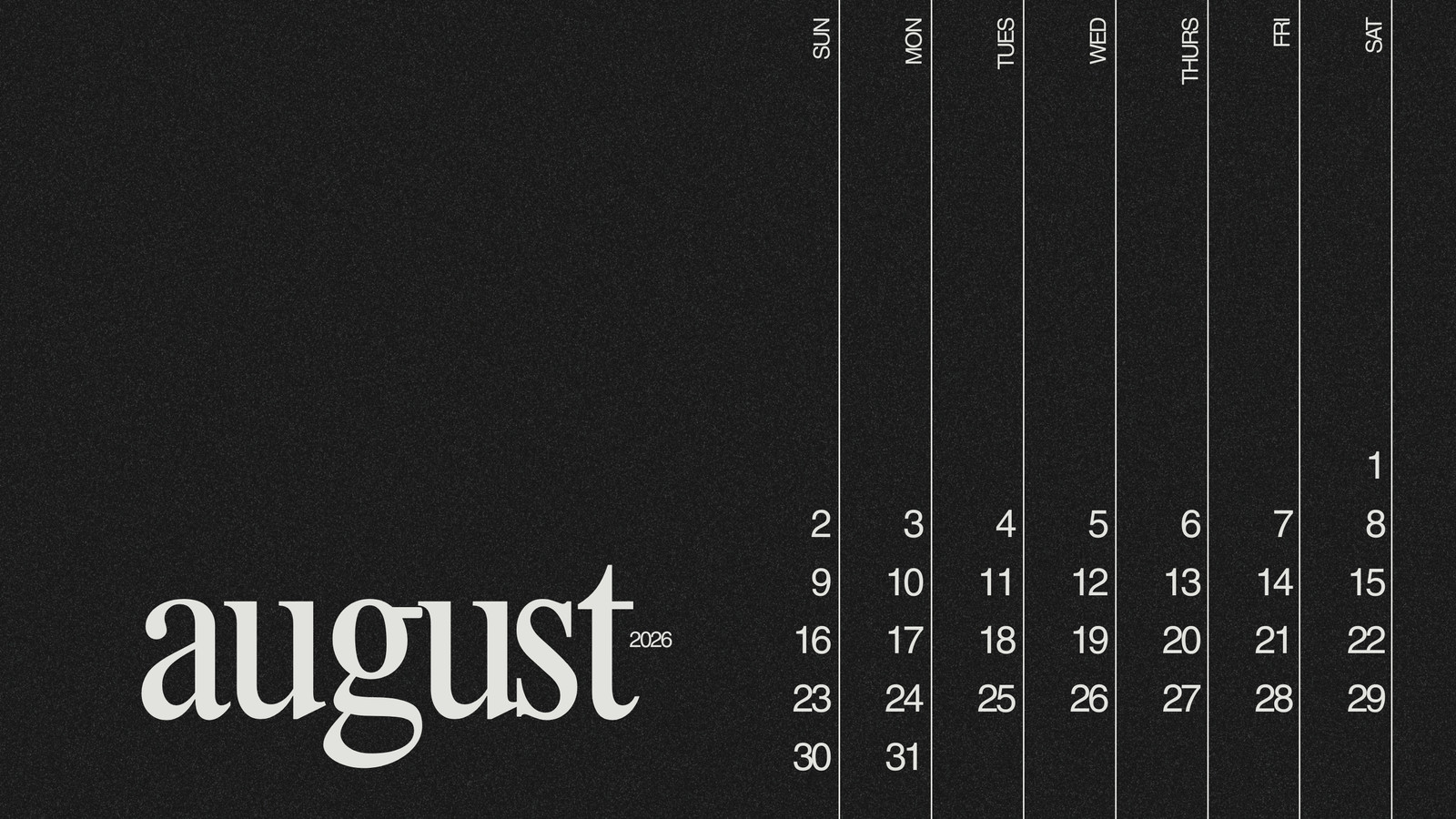 printable August 2026 calendar