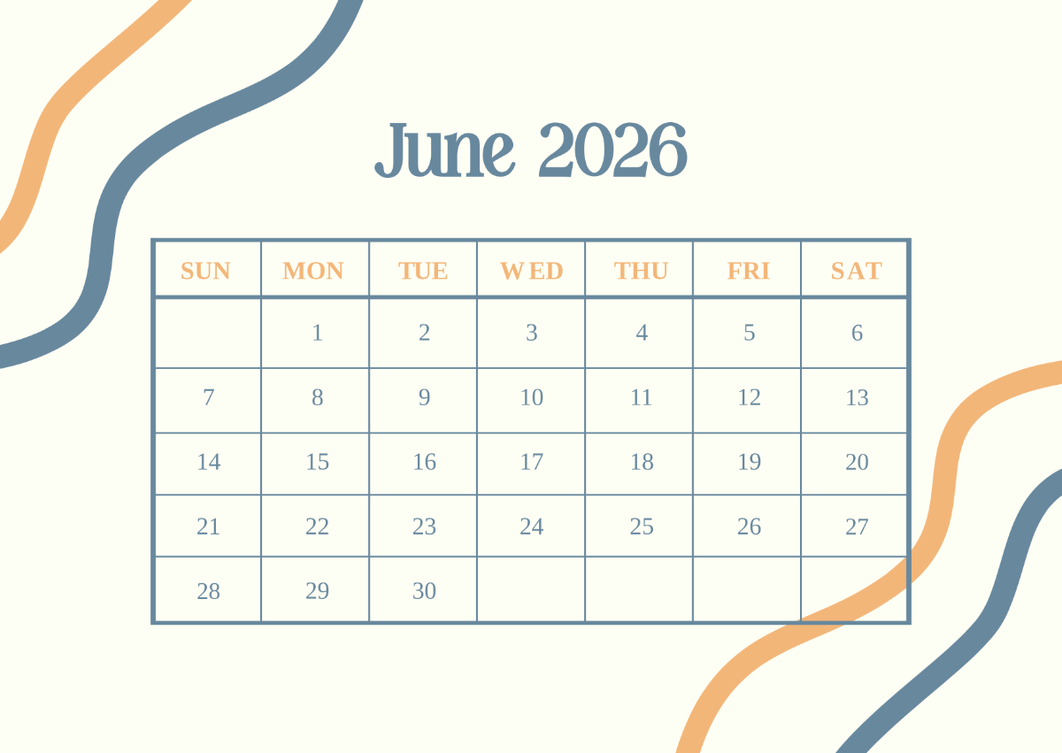 Free June 2026 Calendar to Edit Online