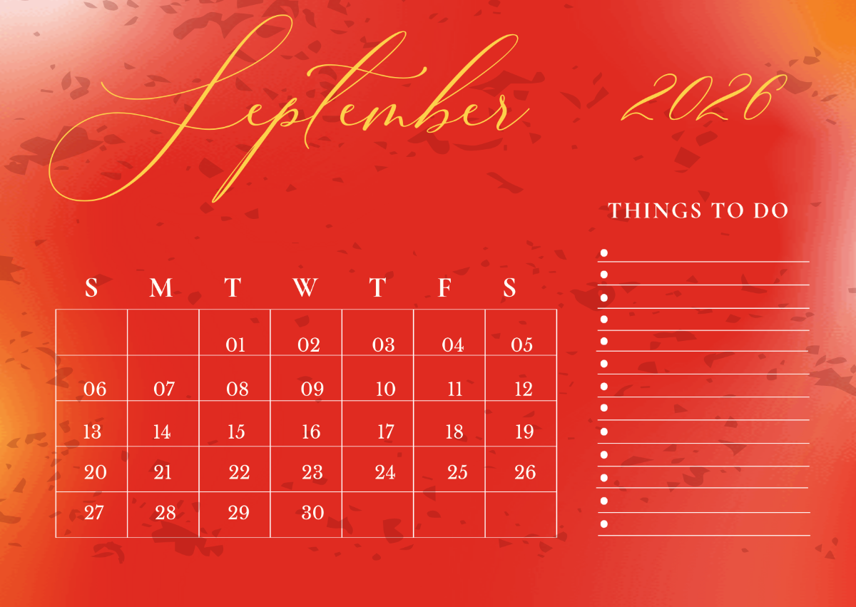Free Red Vintage September 2026 Calendar to Edit Online