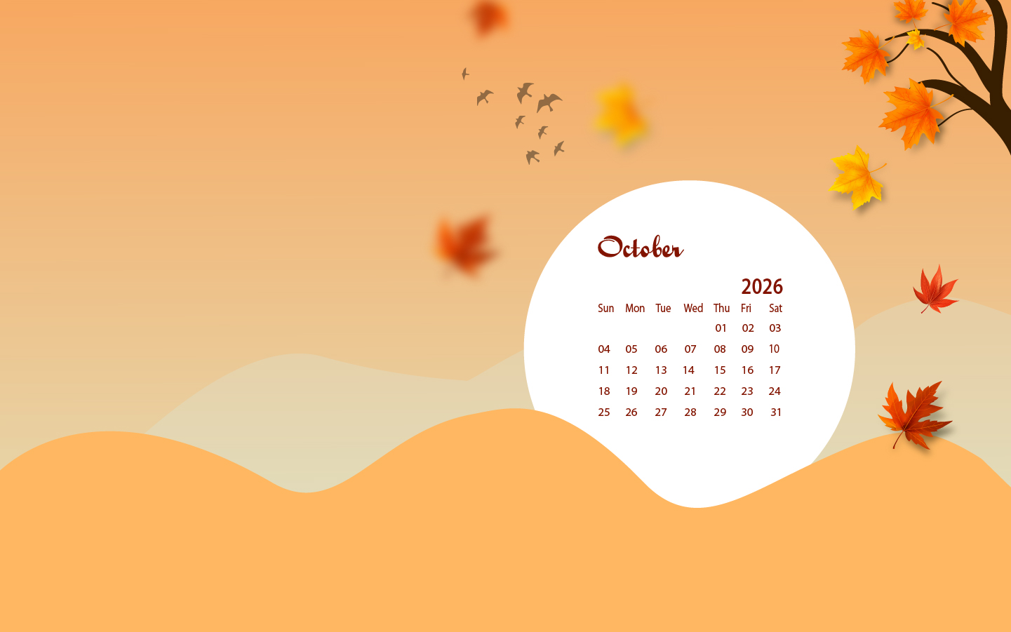 October 2026 Desktop Wallpaper Calendar