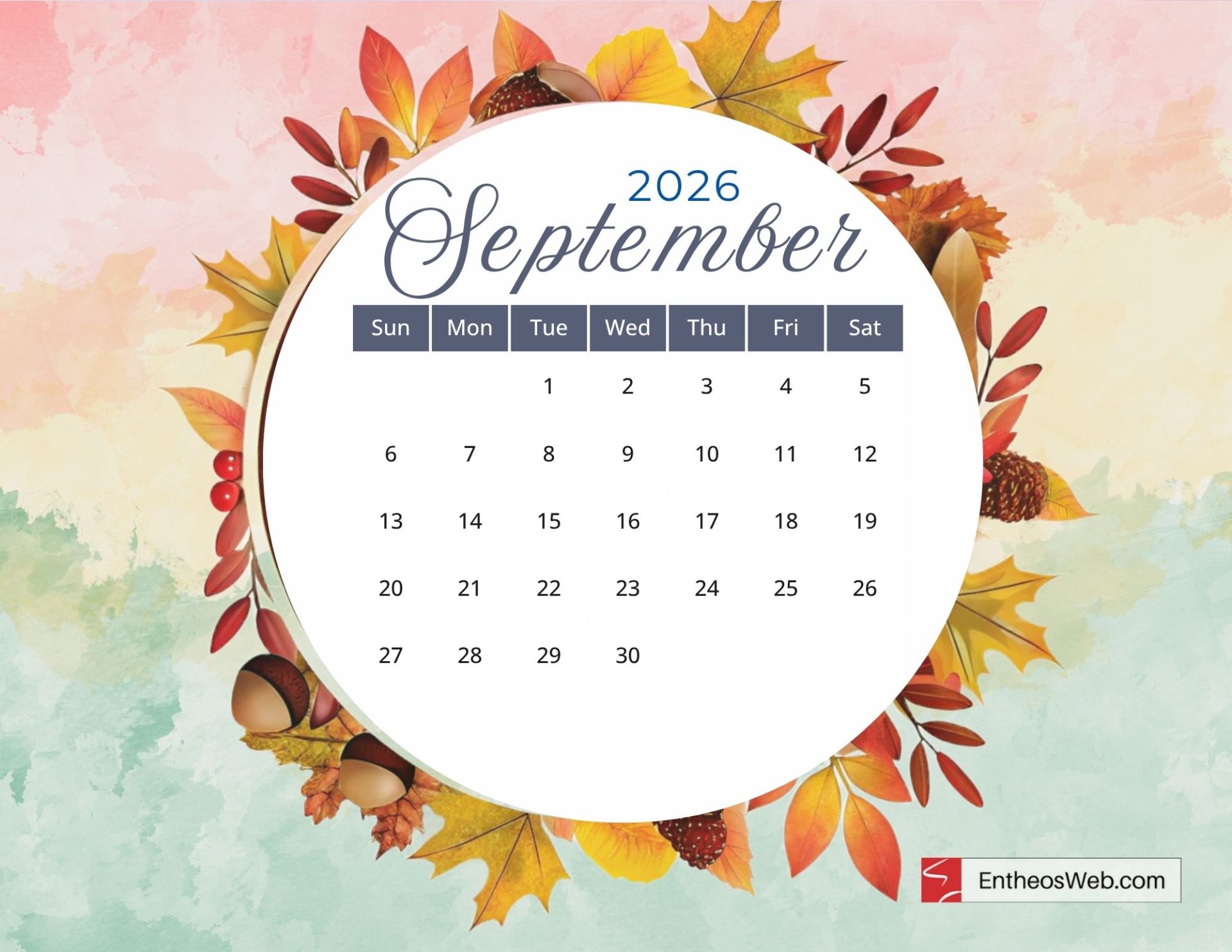 Free Printable September 2026 Calendars