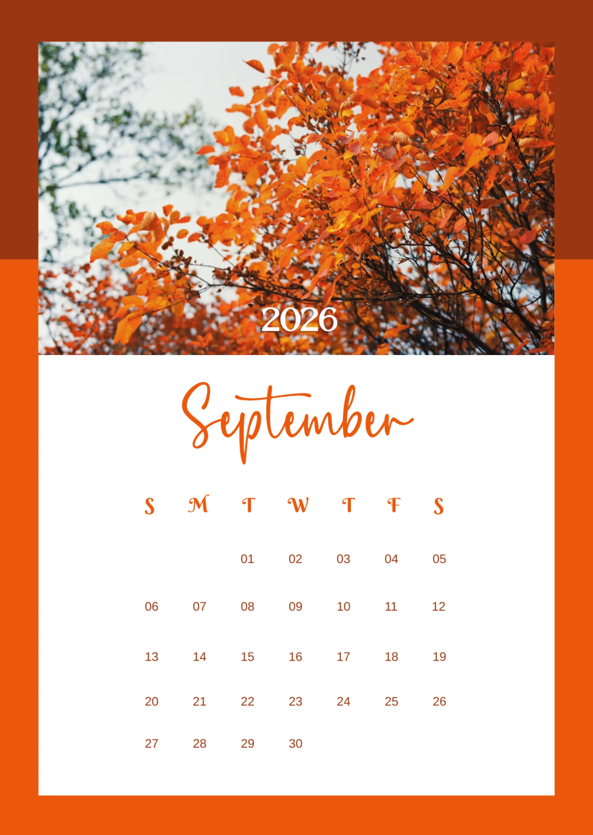 Free September 2026 Mid Autumn Calendar To Edit Online