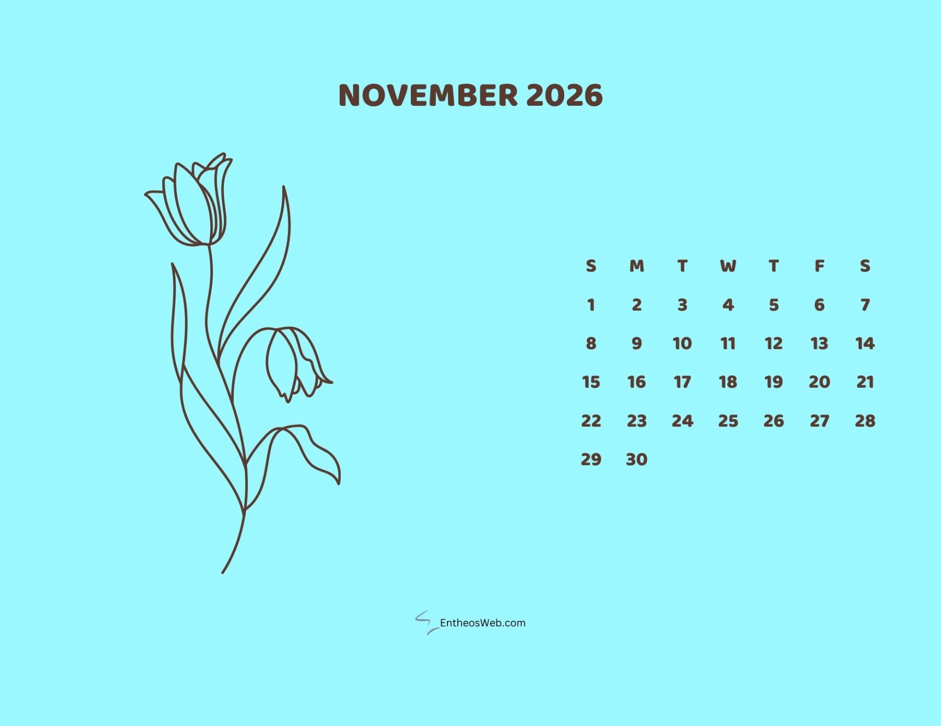 Free Printable November 2026 Calendars
