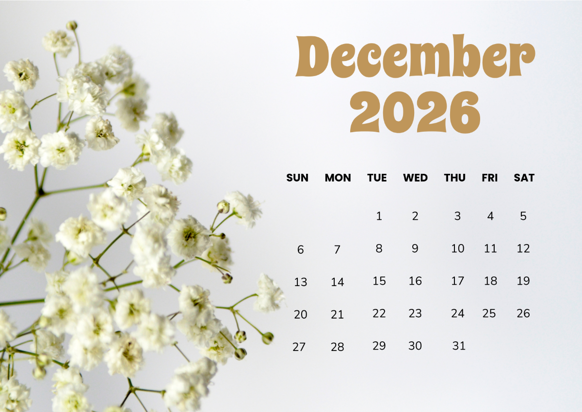 Free December 2026 Creative Calendar to Edit Online
