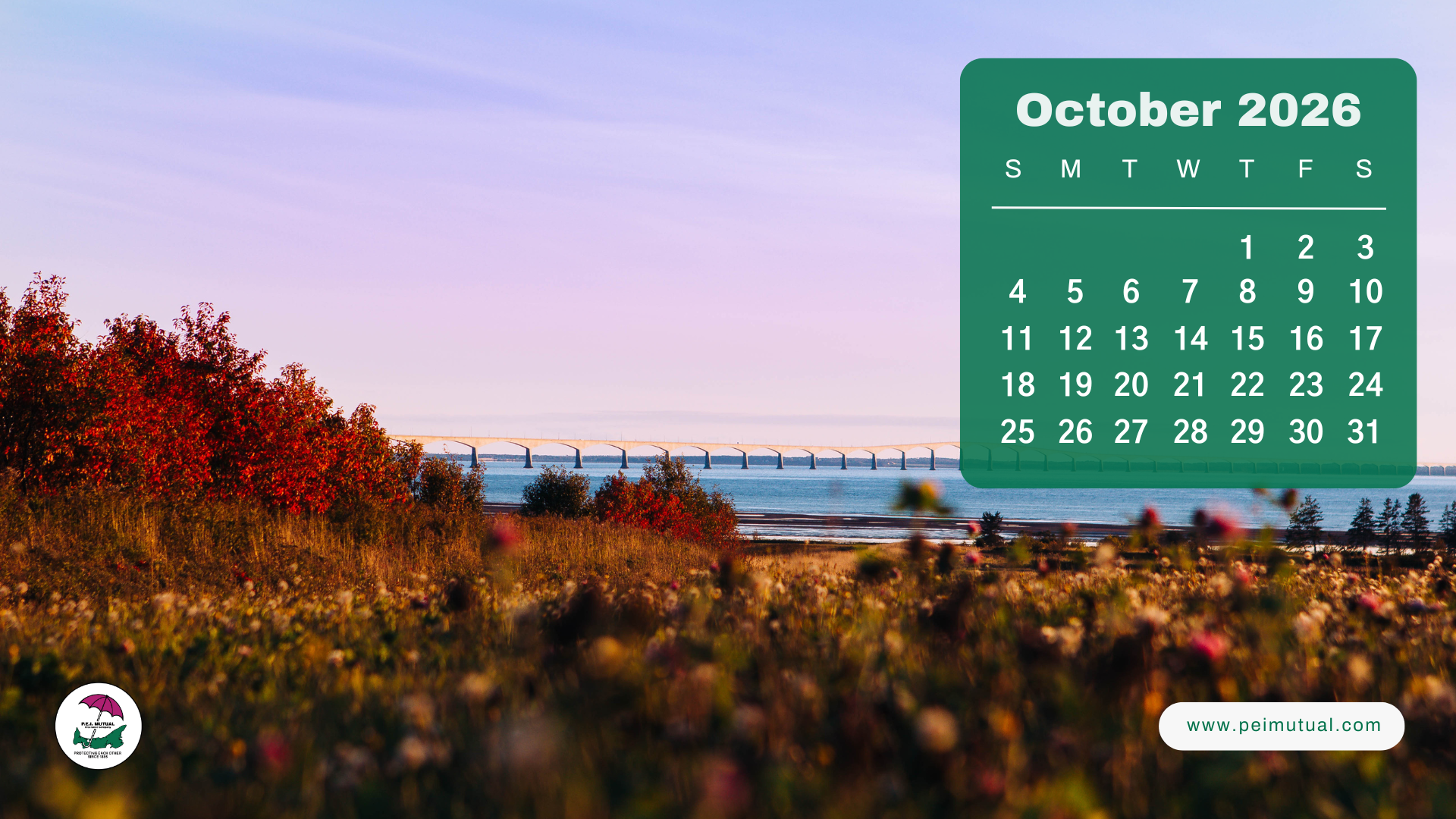 Calendar this year's calendar & PEI desktop wallpaper