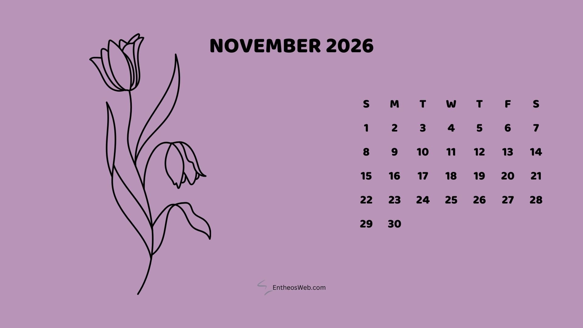 2026 Monthly Flower Themed Desktop Wallpaper Calendar