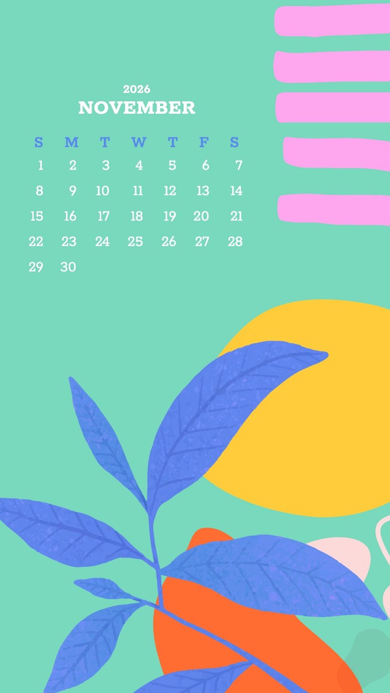 Cute November 2022 calendar, mobile
