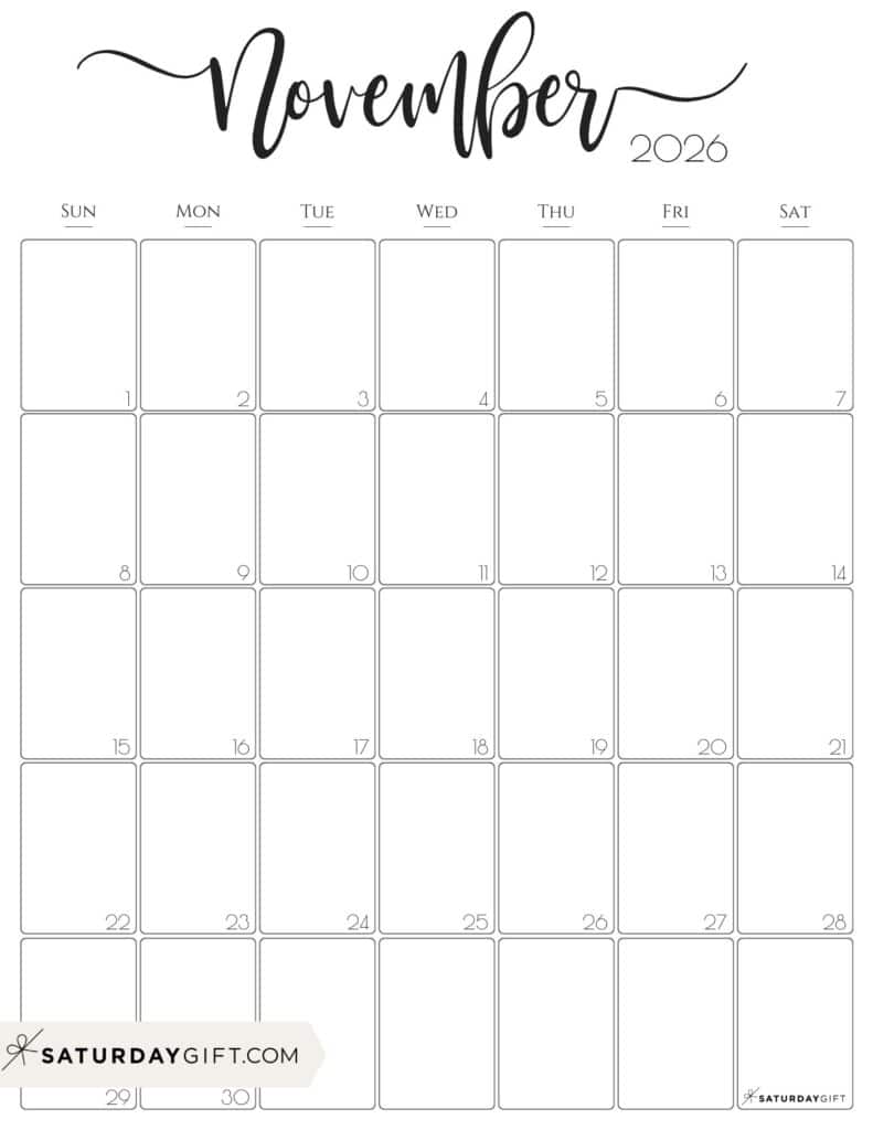 Aesthetic Printable Vertical Calendar 2026