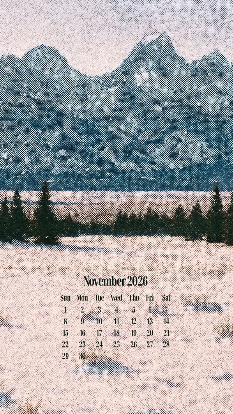 Cute November 2022 calendar, mobile