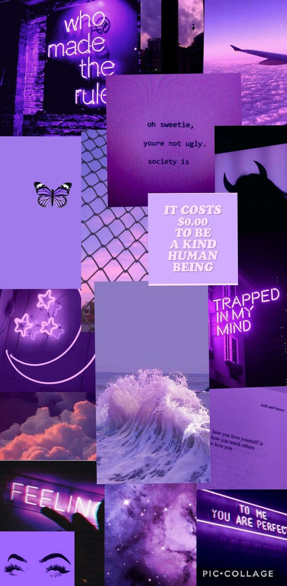 Download Purple And Blue Collage With Many Picture Wallpaper