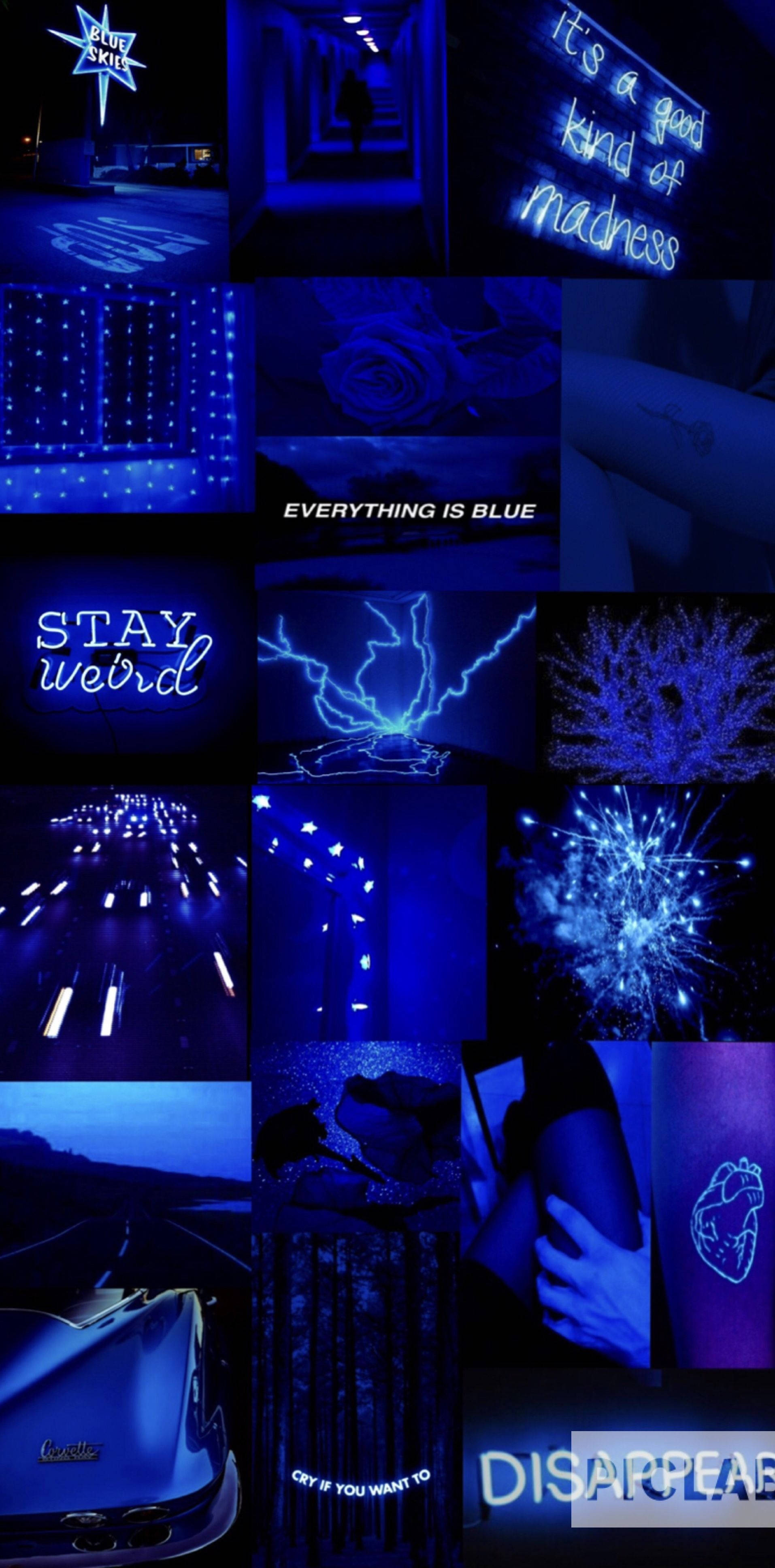 Download Cute Blue Aesthetic Collage With Purple Shades Wallpaper