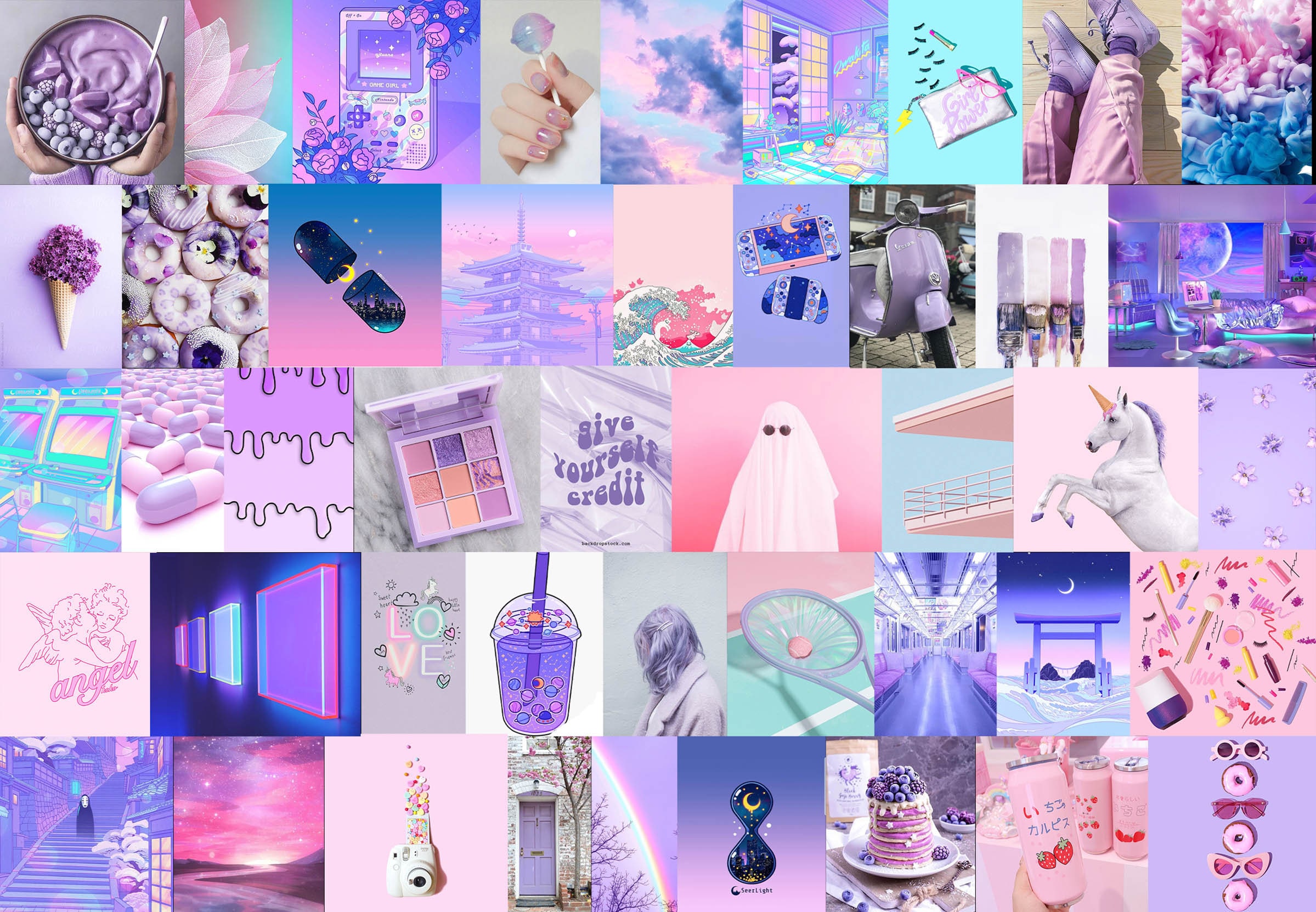 75pcs Bubblegum DIGITAL Pastel Purple Collage Kit