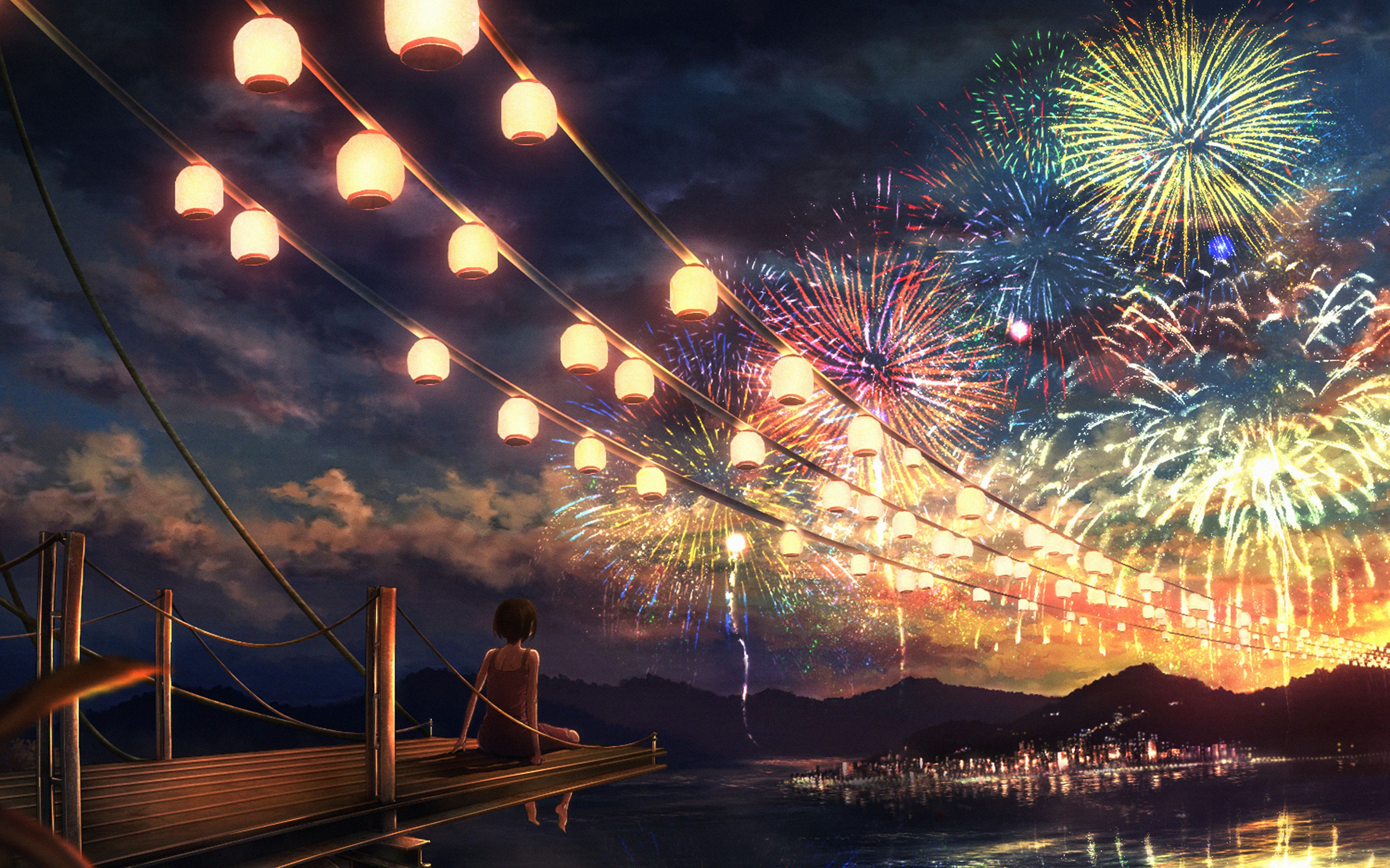 Anime Firework Wallpaper, HD Anime Firework Background on WallpaperBat