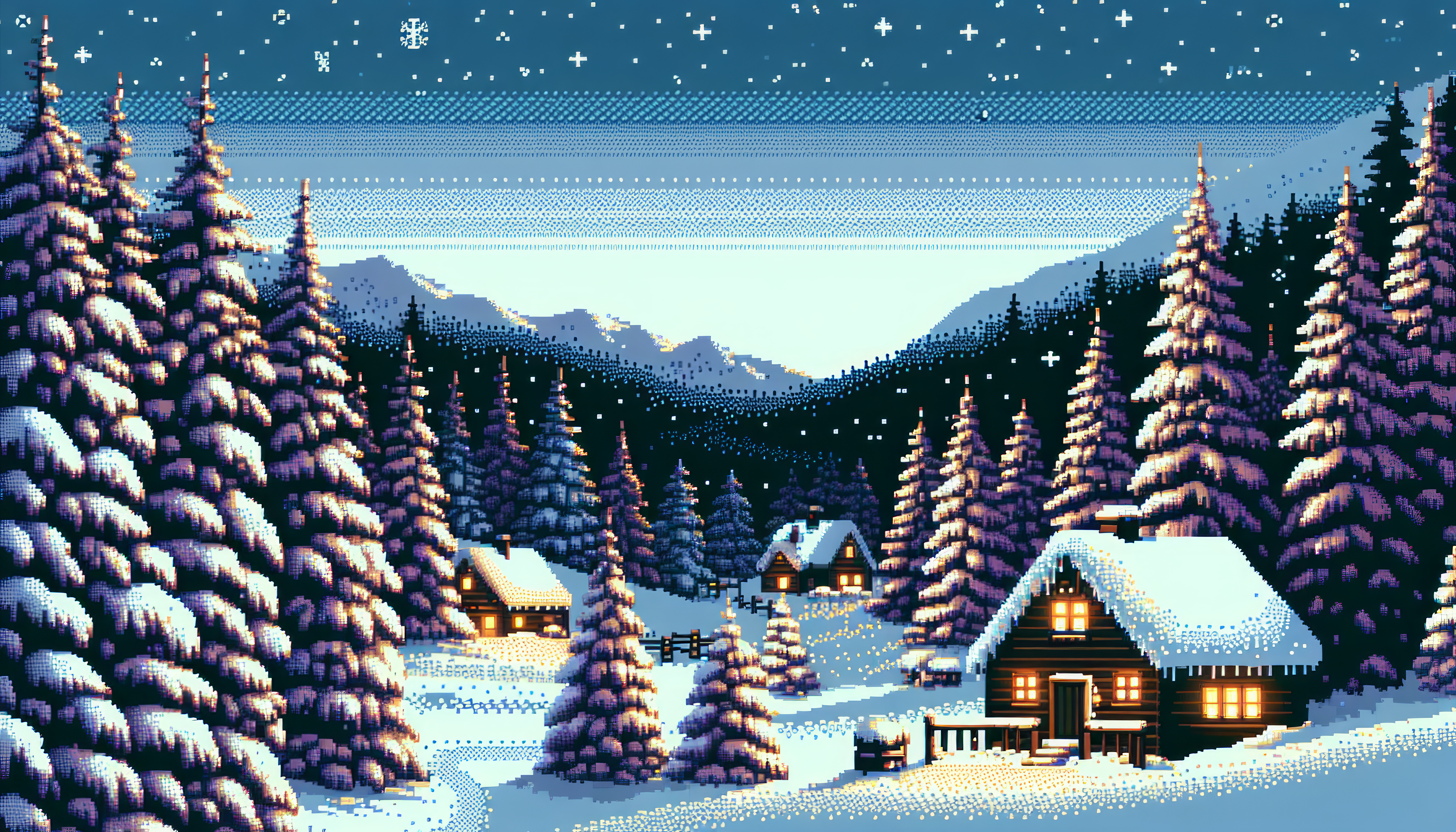 Winter Wonderland Pixel Art HD Wallpaper