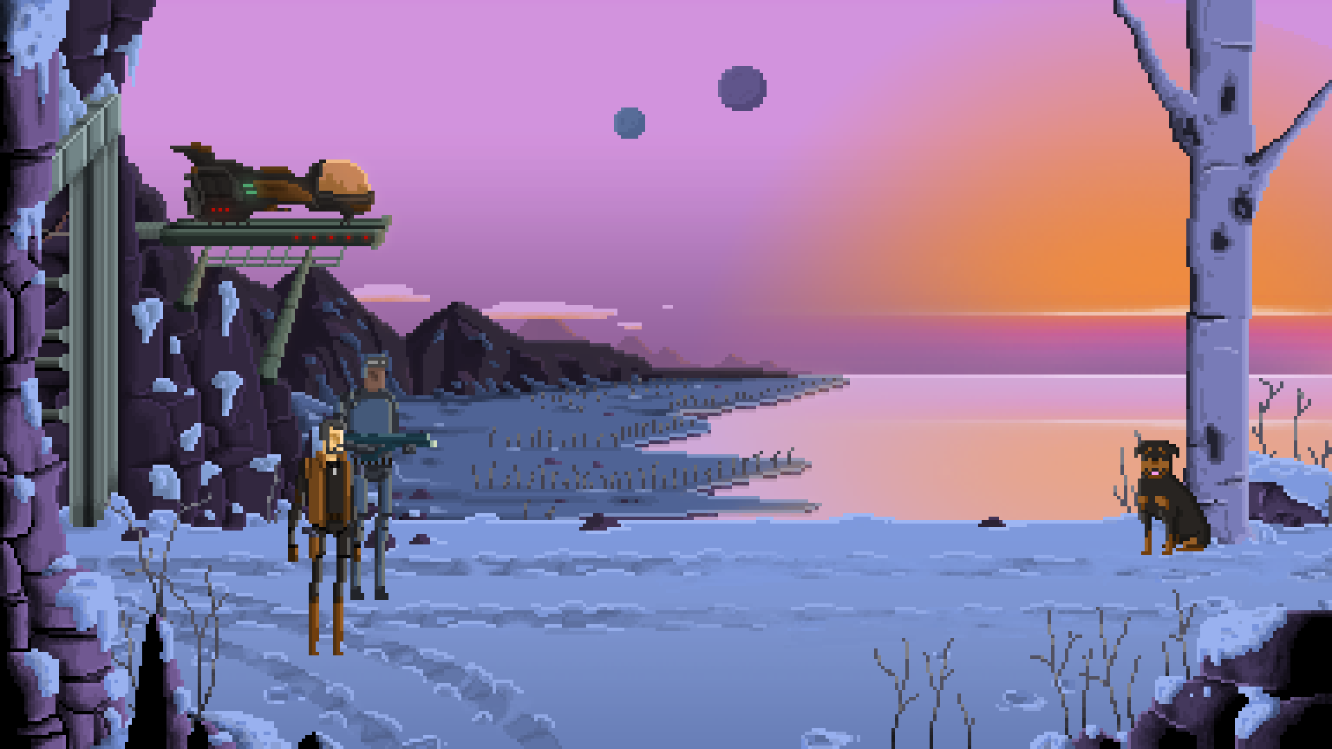 Gods Will Be Watching: Snowy Pixel Art Landscape HD Wallpaper