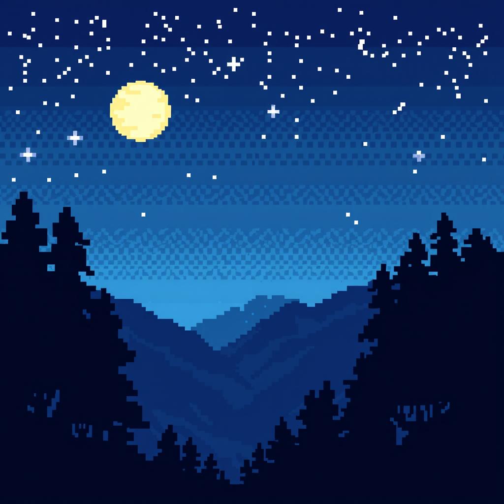 Dark Winter Evening in Russia. Pixel Art Scene