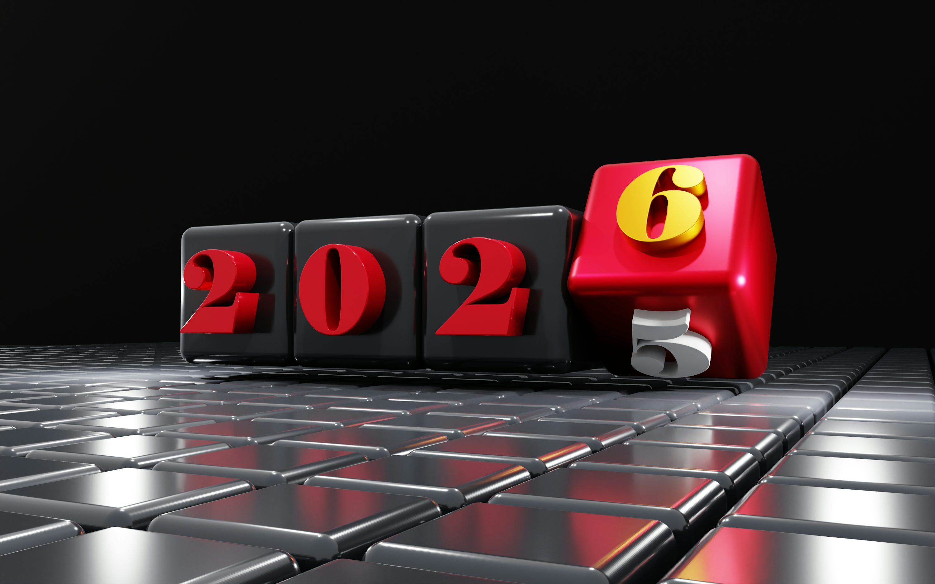 3D numbers showing 2025 turning to 2026 photo