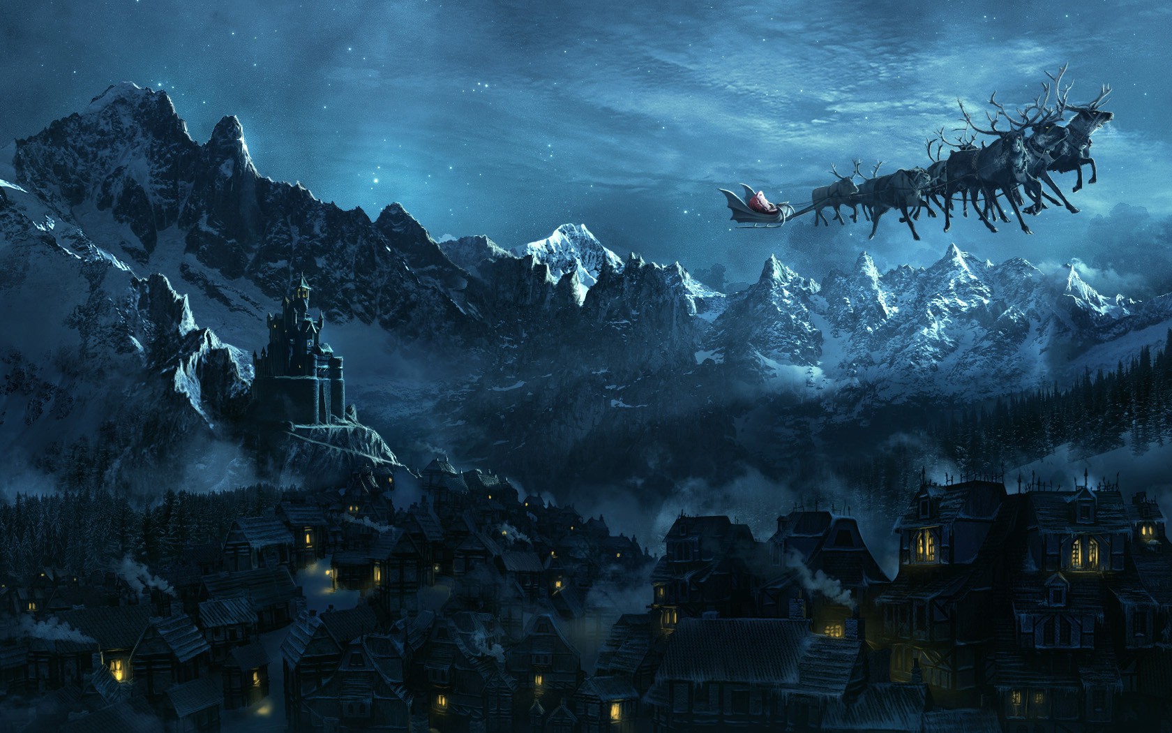 Christmas, Santa Claus, Landscape Wallpaper HD / Desktop and Mobile Background