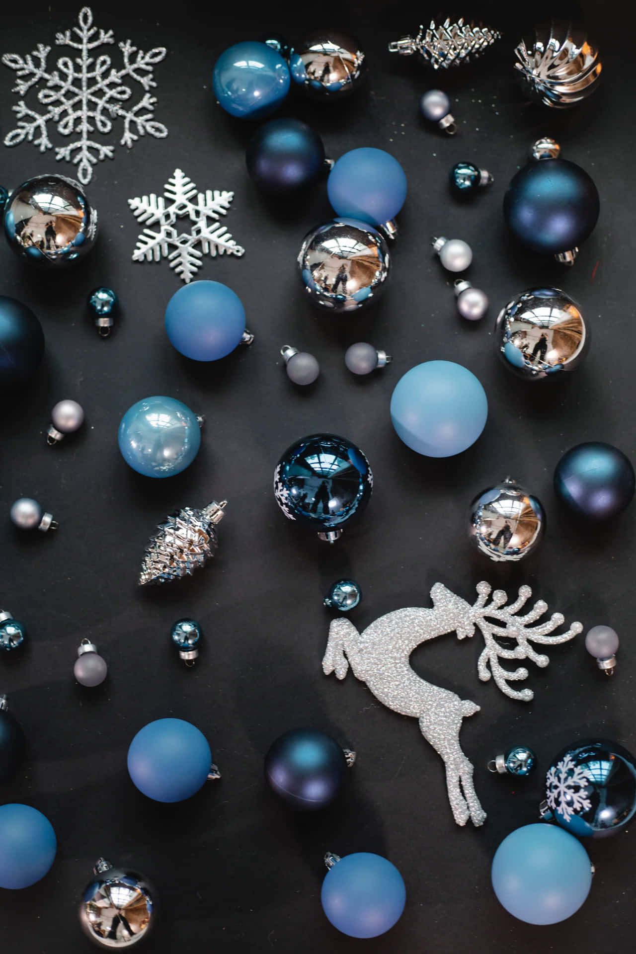 Download Blue And Silver Ornaments Christmas Photo Background