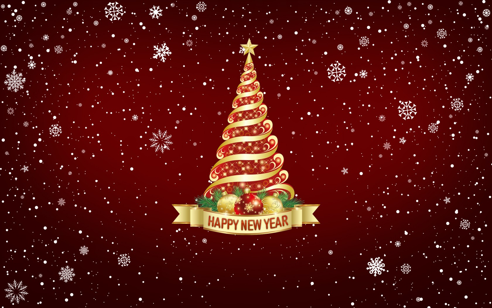 Happy New Year Christmas Tree 4K Wallpaper