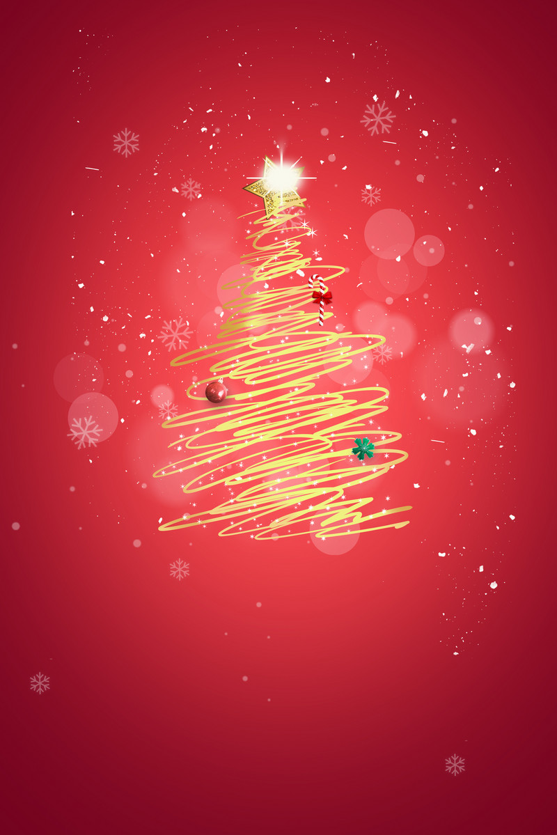 Christmas Tree Red Simple And Fresh Background. PSD Free Download