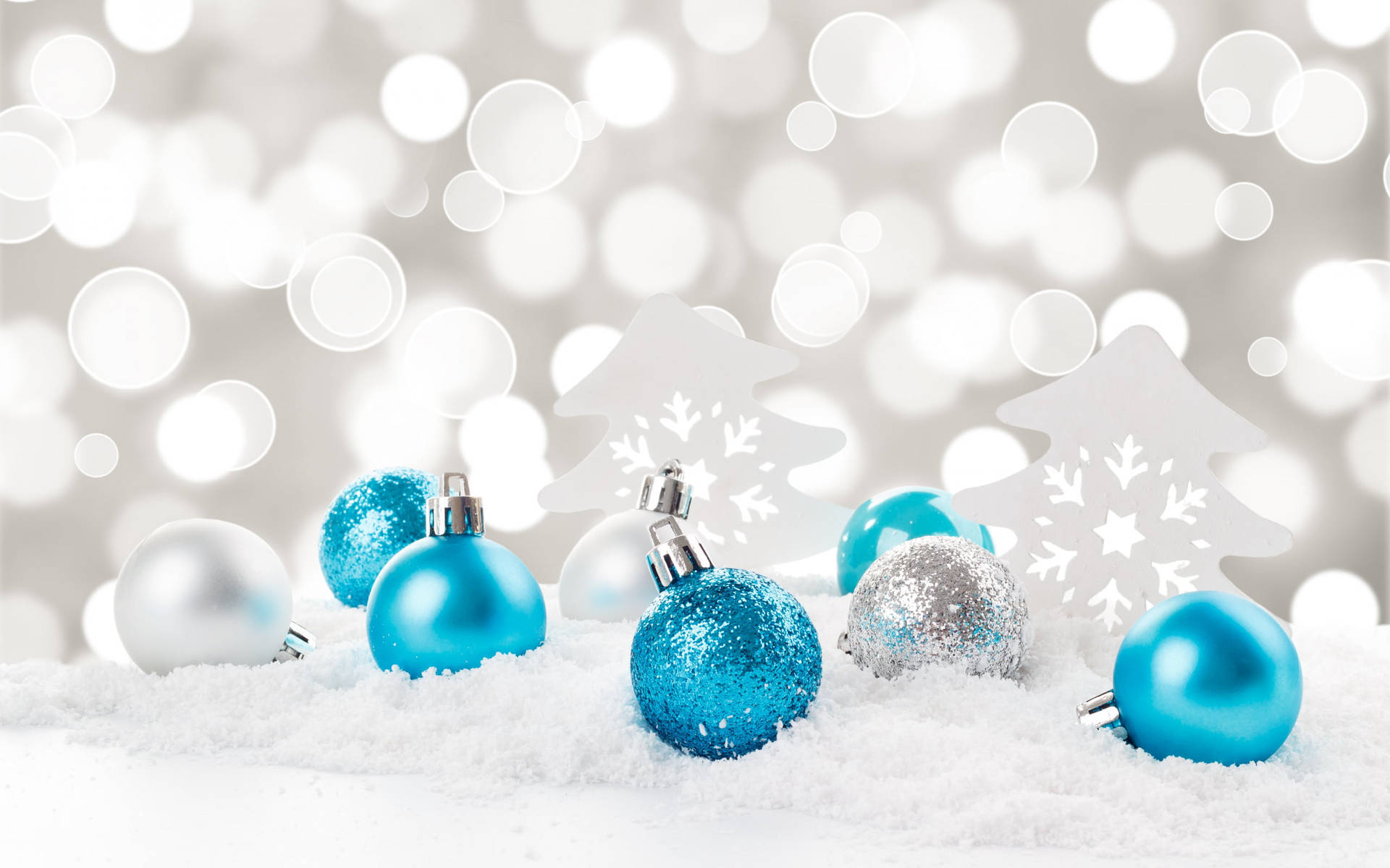 Download Blue And Silver Christmas Balls Decor Wallpaper