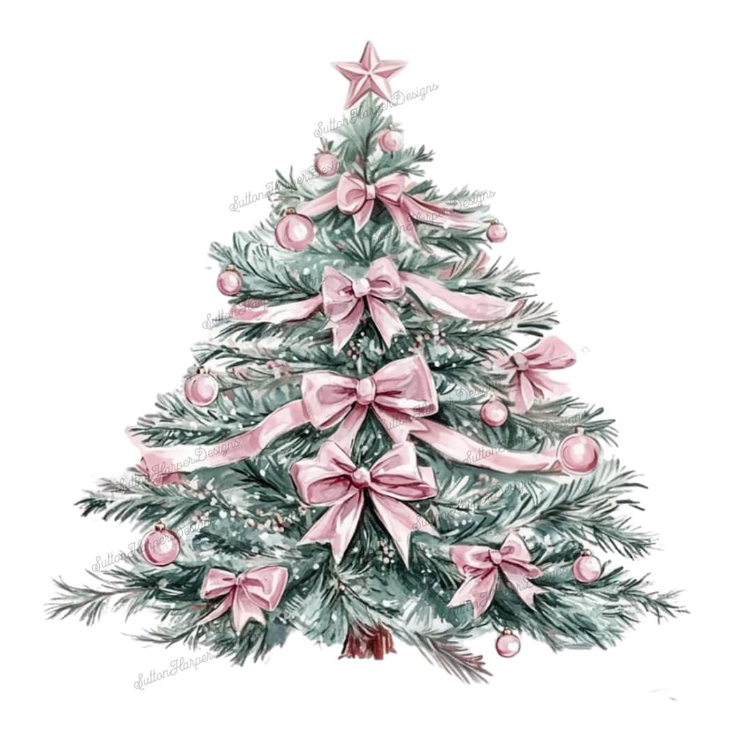 Pink Bows Coquette Christmas Tree, Pink Christmas Tree Png, Coquette Christmas Png, Coquette Aesthetic Png, Pink X Mas Png, Trending Png