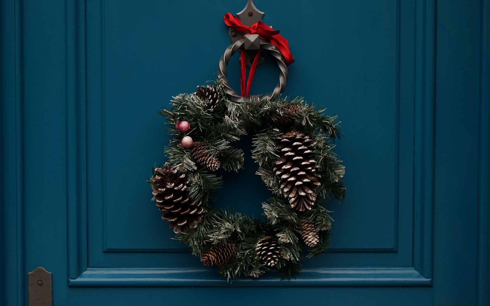 Download wallpaper 1680x1050 wreath, flowers, decoration, christmas widescreen 16:10 HD background