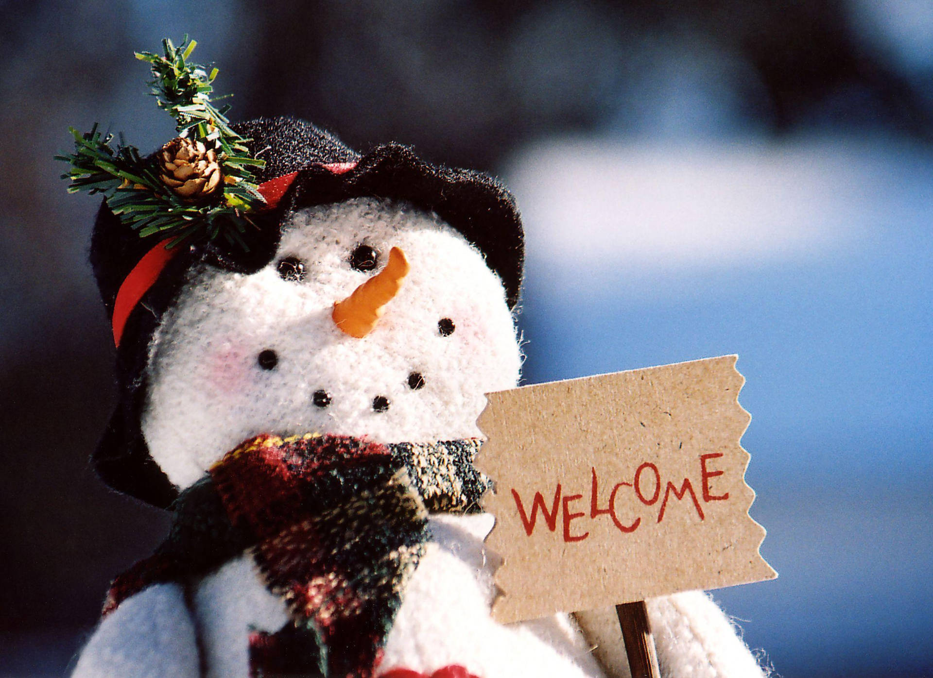 Download Welcome Christmas Snowman Wallpaper