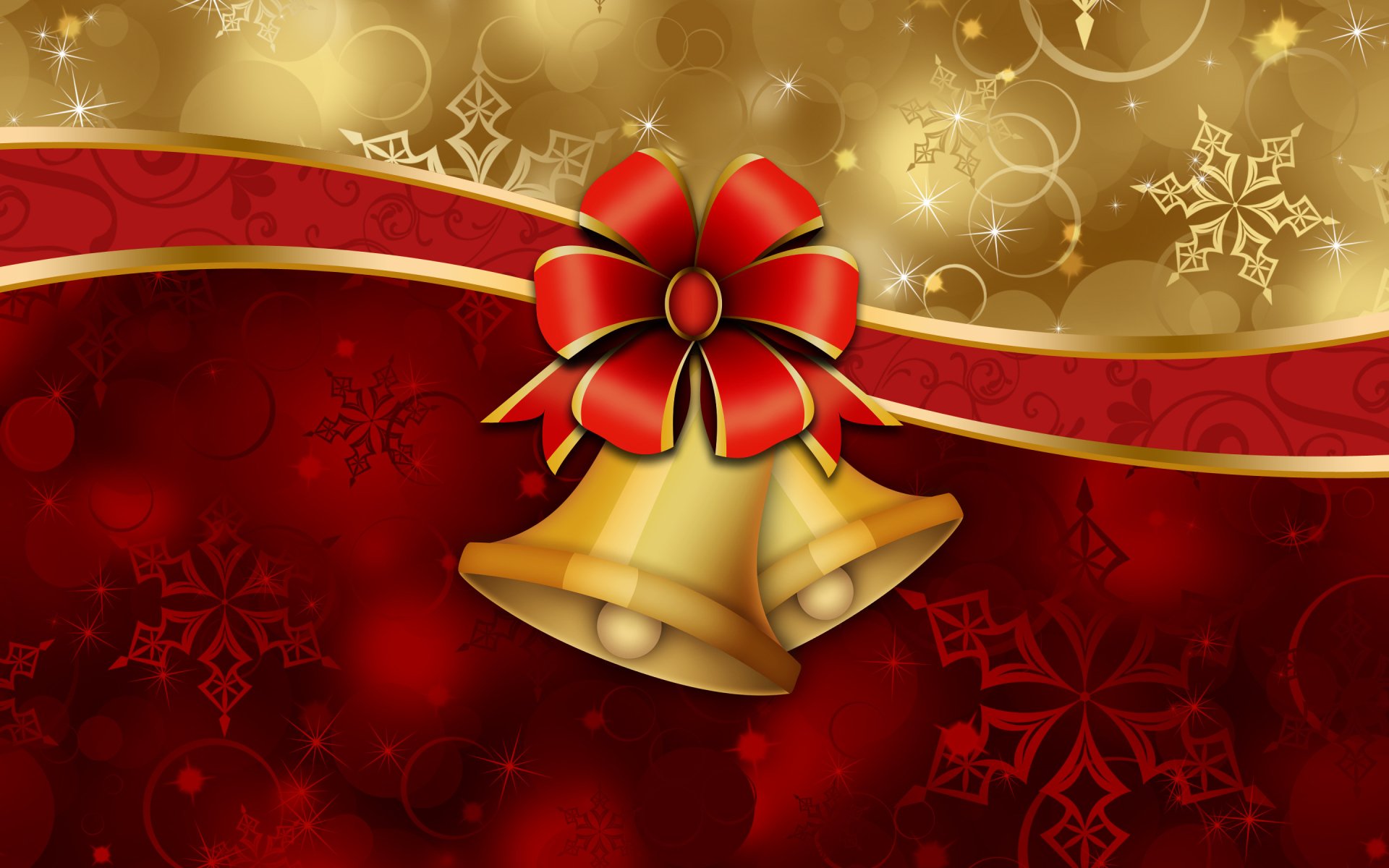 Download Snowflake Red Bell Holiday Christmas HD Wallpaper
