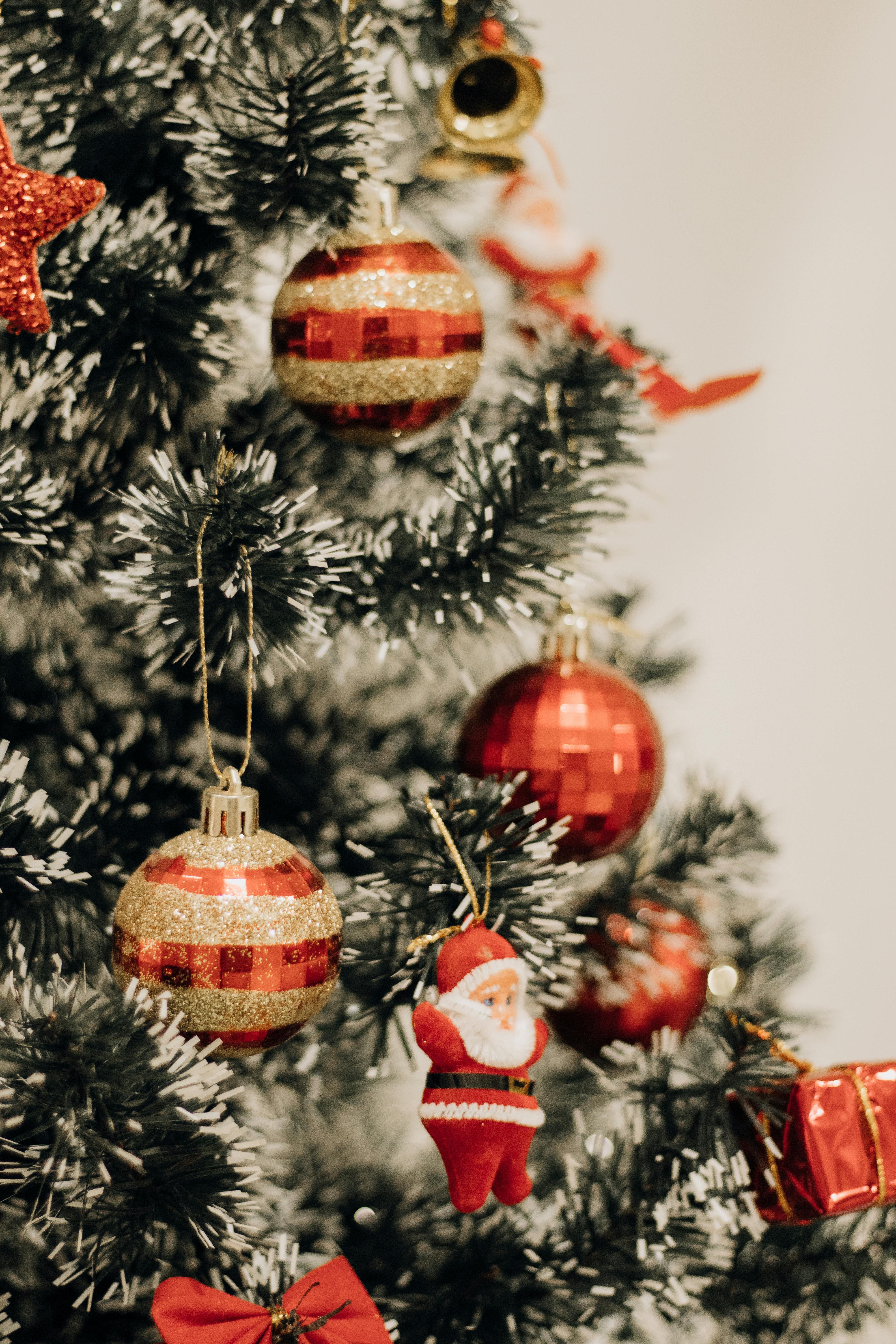 Red and Gold Bauble on Christmas Tree · Free